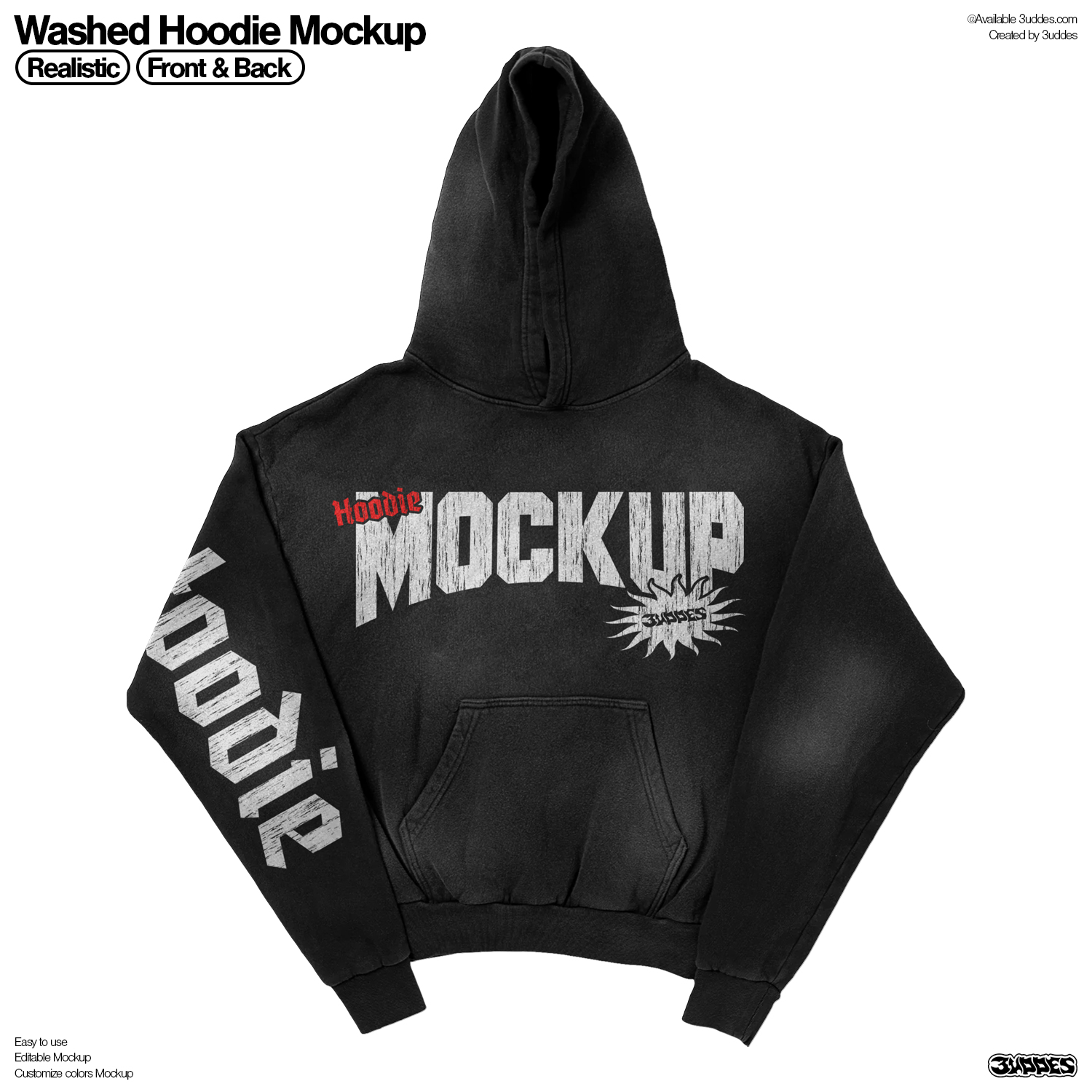 Washed Hoodie Mockup